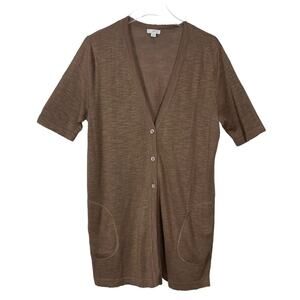J. Jill Linen Blend Short Sleeve Cardigan Size Small